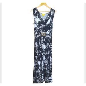 Liz Lange Womens Black & White Palm Print Pattern Sleeveless Maxi Dress Size S